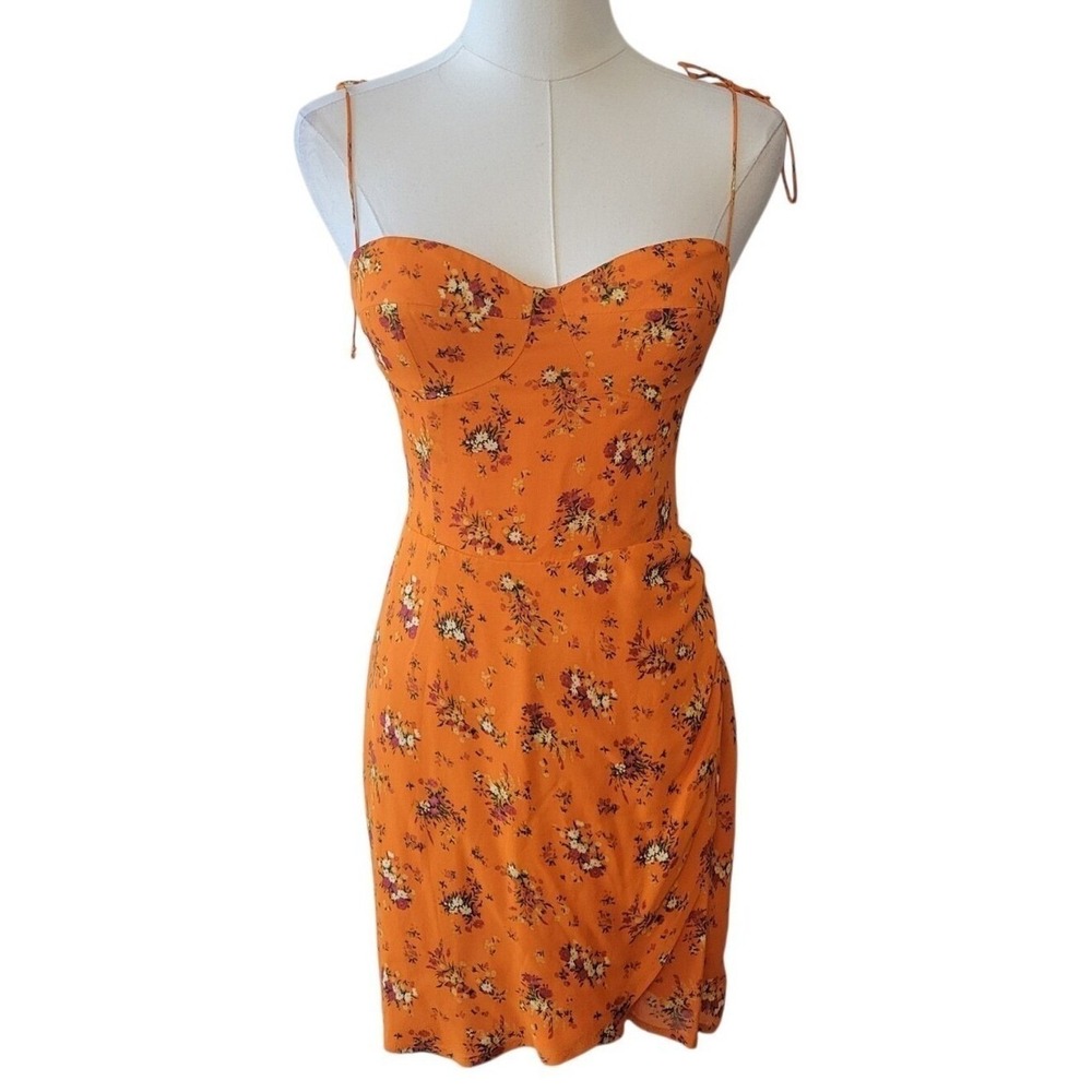 Reformation Saoirse Orange Floral Smocked Sundress Mini Dress Size 2